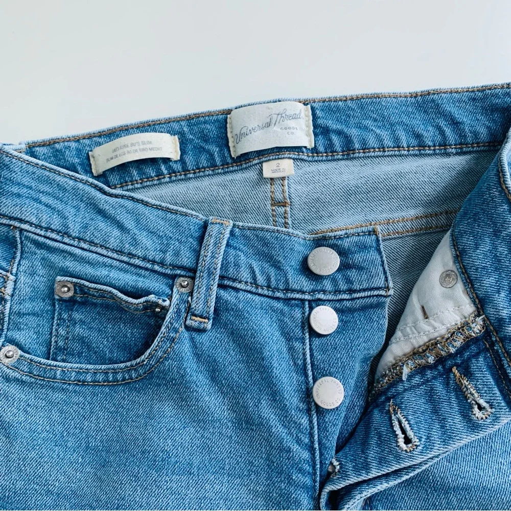 Universal Thread Mid Rise Button Up Jeans Slim Fit Size 2 - Picture 9 of 15